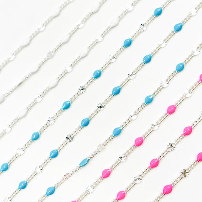Sterling Silver Enamel Marina Link Chains