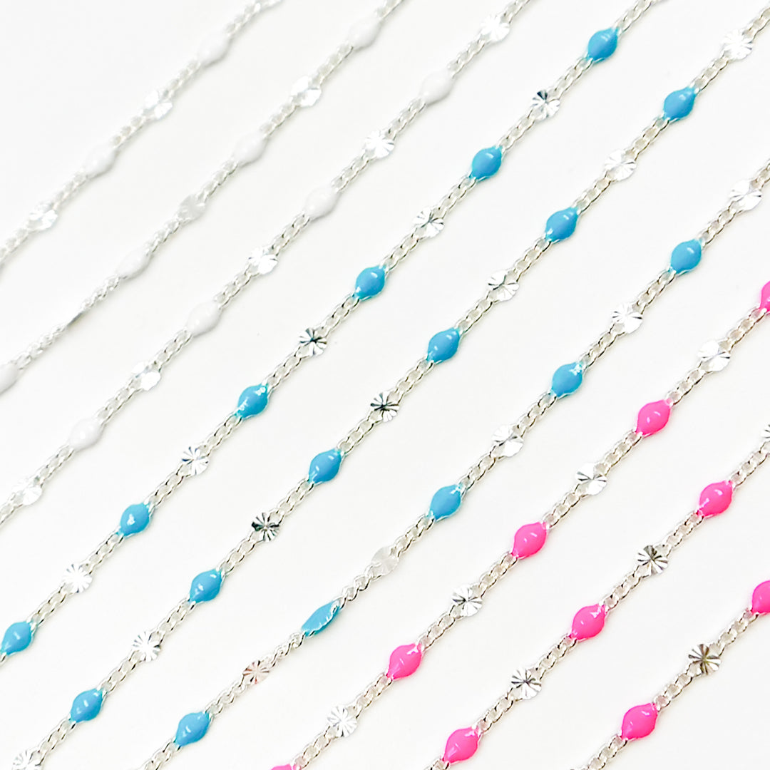 V269ENSS. Sterling Silver Enamel Marina Link Chains