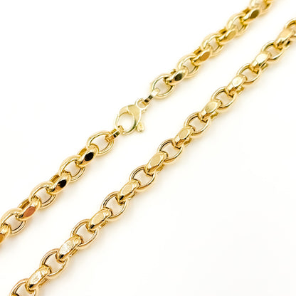 14K Gold Hollow Flat Cable Link Necklace