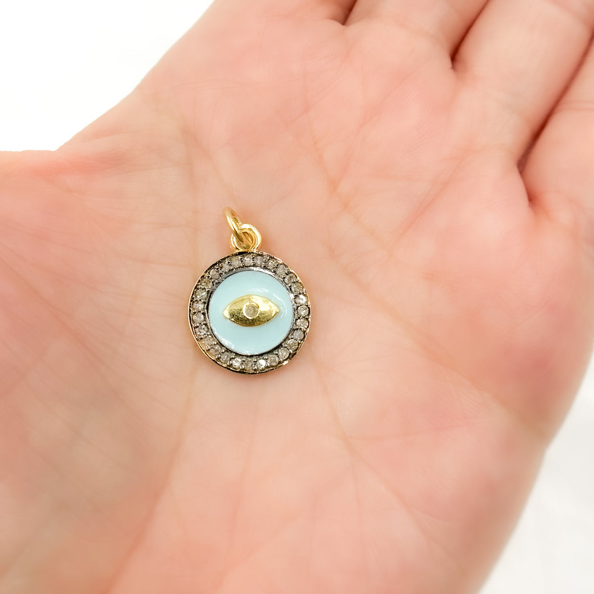 Buy Now  Sterling Silver Round Eye Enamel Charm