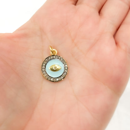 Buy Now  Sterling Silver Round Eye Enamel Charm