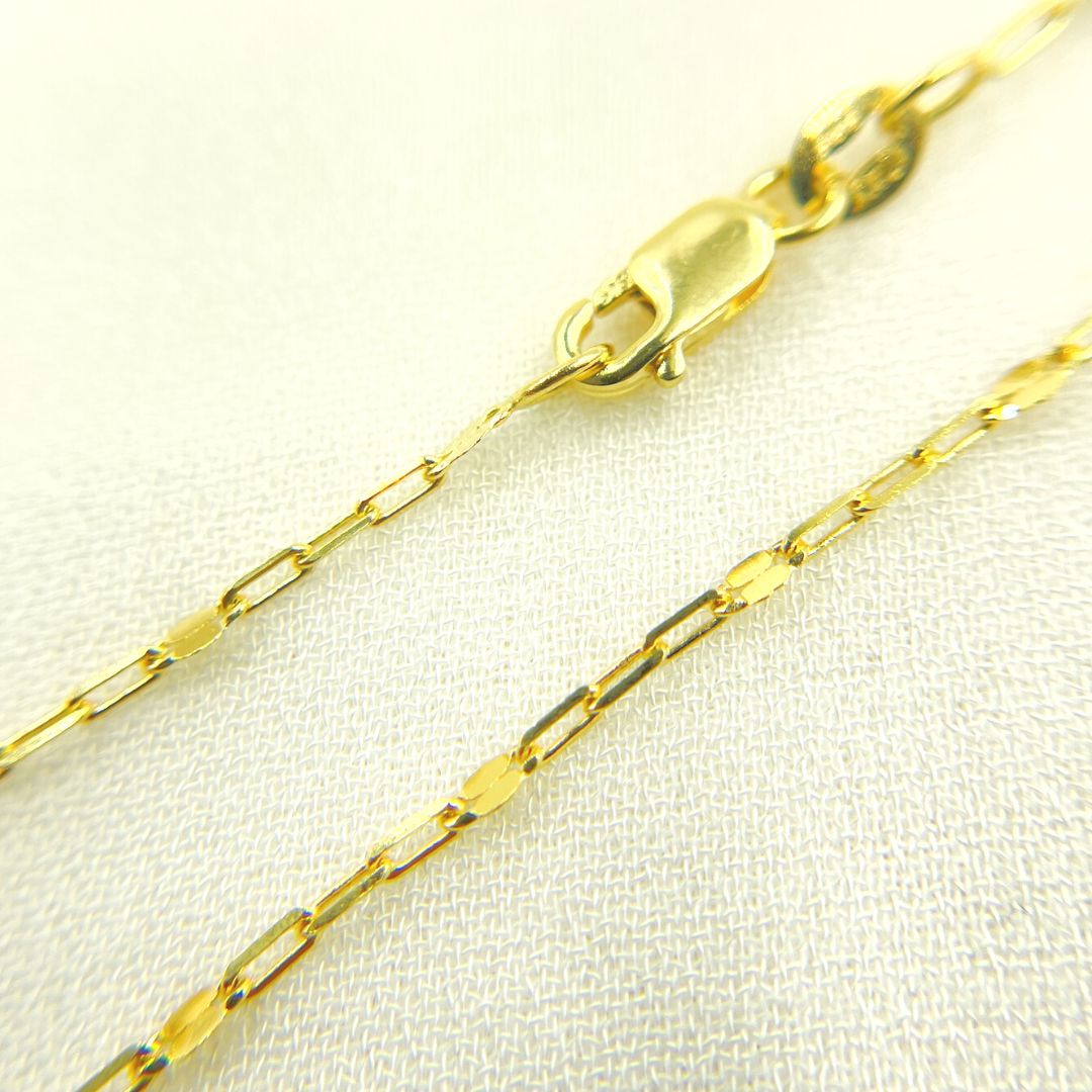 14K Solid Gold Paper Clip and Flat Marina Link Chain. 040FL60T5