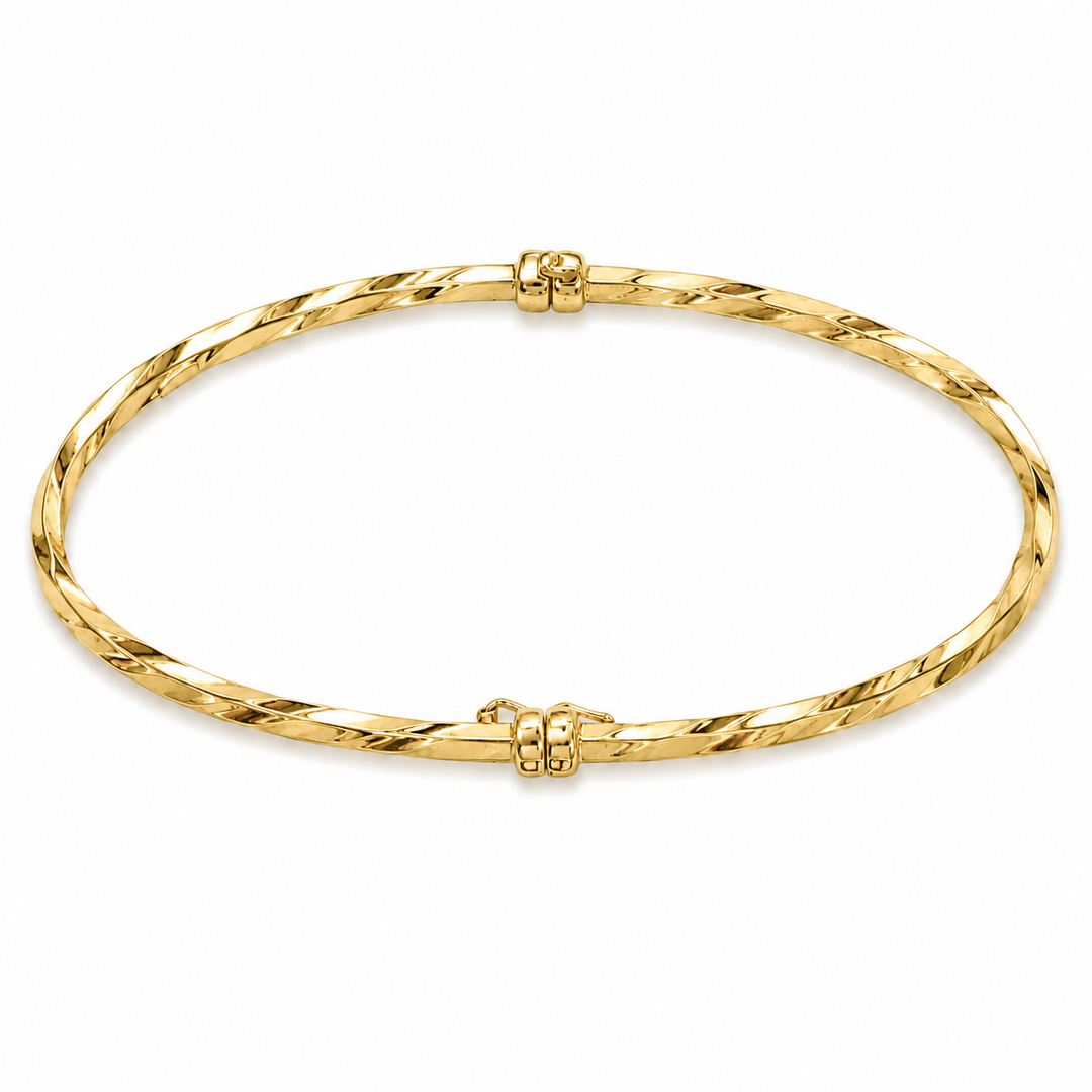 Bangle6. 14K Gold Twisted Hollow Bangle Bracelet
