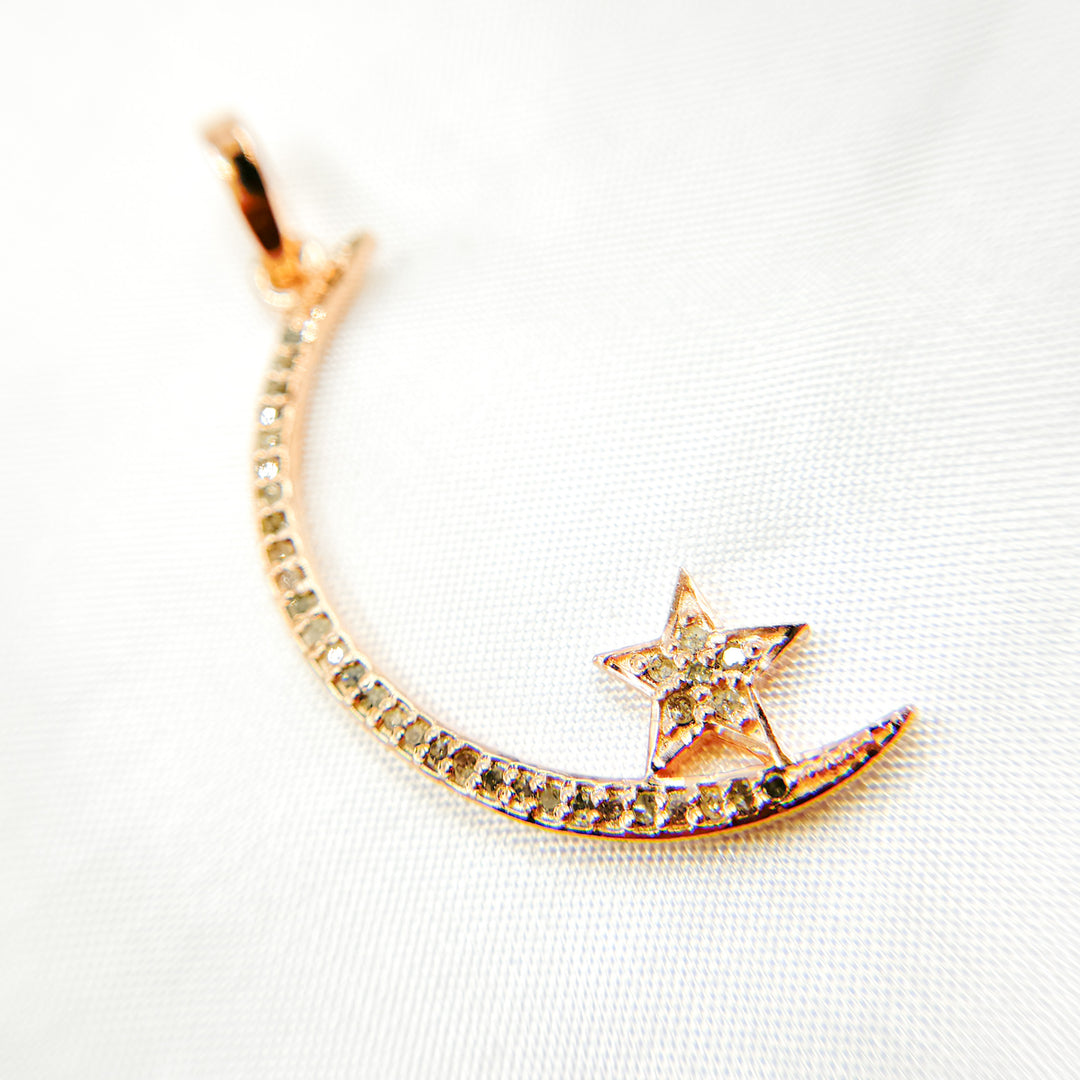 DP491. Diamond Sterling Silver Moon and Star Pendant