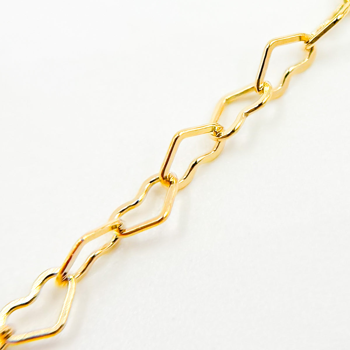 Gold Filled Flat Heart Link Chain