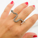 Load image into Gallery viewer, DR015. Diamond Sterling Silver Snake Ring with Gemstone
