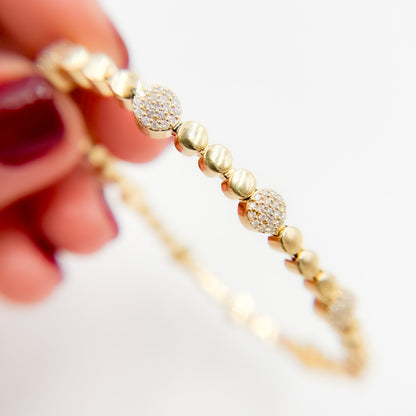 14K Solid Gold Diamond Stretch Bracelets