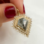 Load image into Gallery viewer, 14K Solid Gold Diamond and Fancy Diamond Rhomb Charm. KG82B
