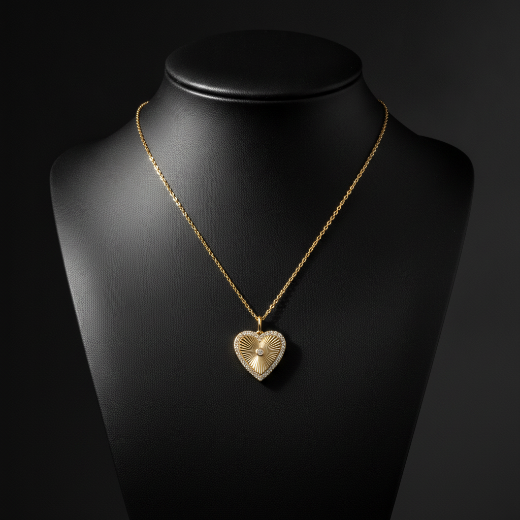 PHD38854. 14K Solid Gold Diamond Heart Shape Necklace