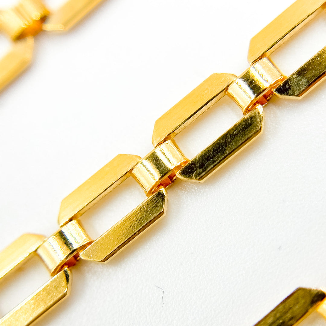 11SM64GF. 14K Gold-Filled Modern Rectangular Fancy Link Chain