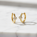 Load image into Gallery viewer, EHB57318. 14K Solid Yellow Gold Diamond Huggie Hoop Earrings