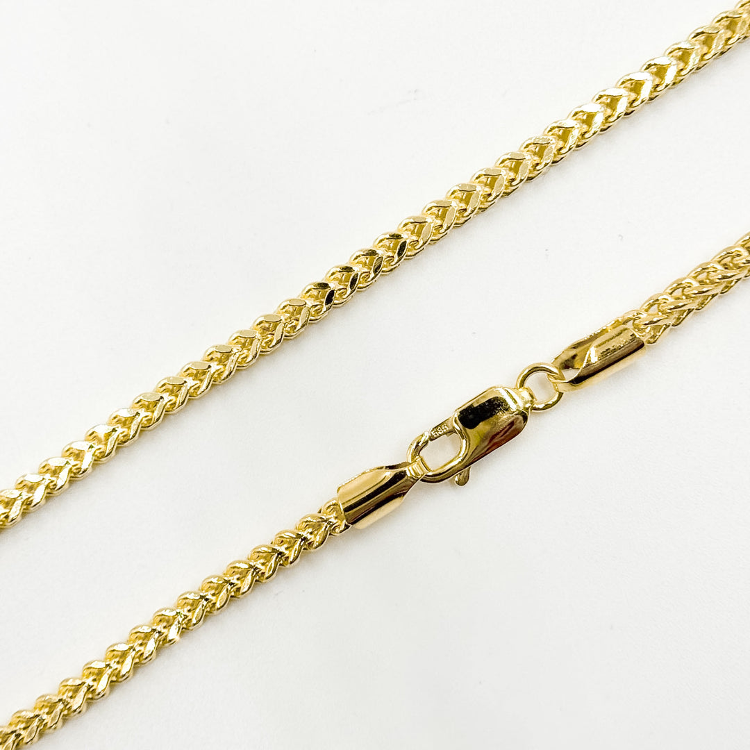 080HVI2004000. 14K Solid Yellow Gold Franco Hollow Chain Necklace