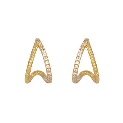 14K Solid Rose Gold Diamond Stud Earrings