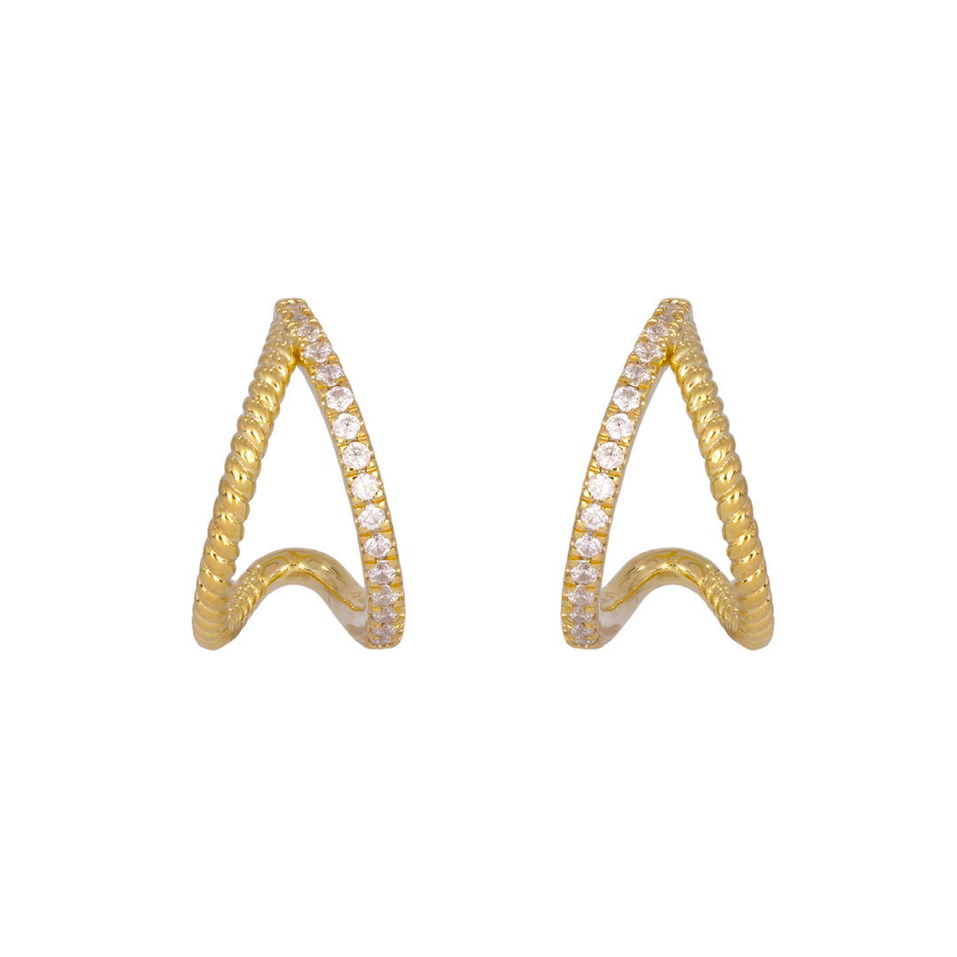 14K Solid Rose Gold Diamond Stud Earrings