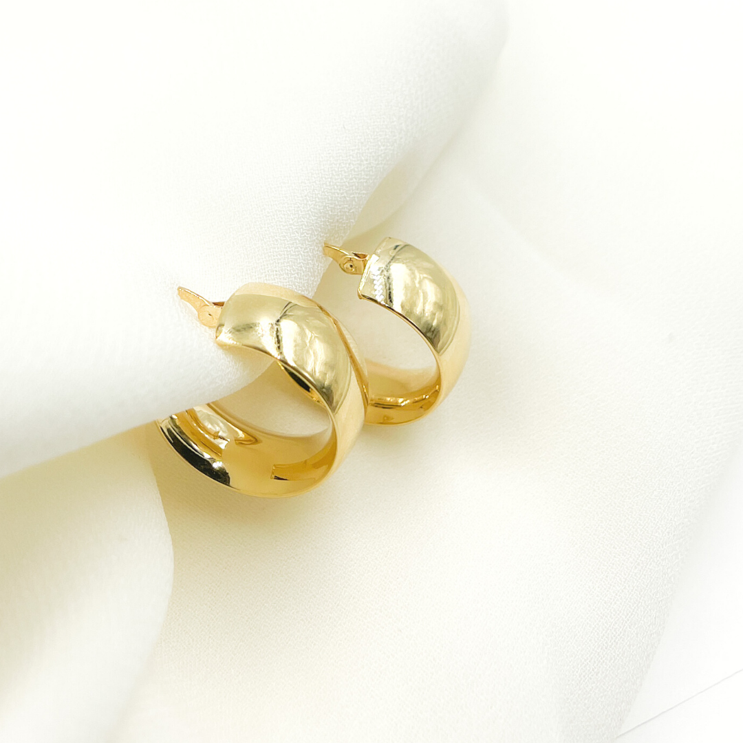 GER94. 14K Solid Gold Smooth Hoop Earrings