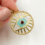 Load image into Gallery viewer, DP850A. Diamond Sterling Silver Round Eye Enamel Pendant with Gemstone
