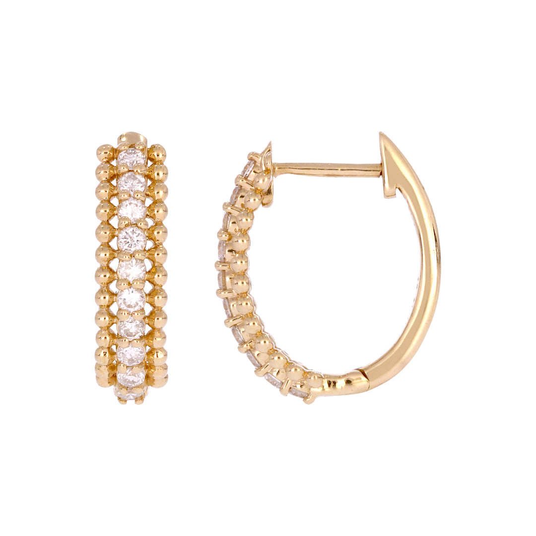 EHE57298. 14K Solid Yellow Gold Diamond Hoop Earrings