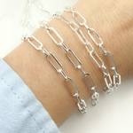 Load image into Gallery viewer, 925 Sterling Silver Flat Long &amp; Short Link Chain. V149SS
