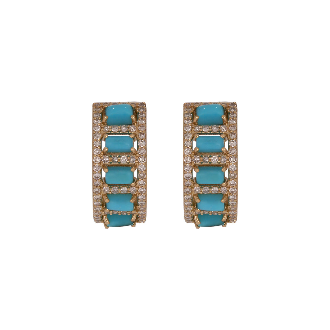 EHF57673TQ. 18K Solid Gold Diamond & Turquoise Earring