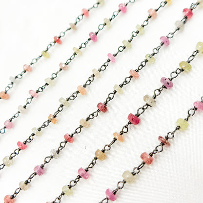 Multi Sapphire Oxidized Wire Chain