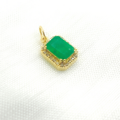 Buy 14K Solid Gold Diamond and Emerald Rectangle Charm