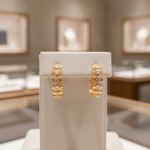 Load image into Gallery viewer, EHD57448. 14k Solid Yellow Gold Diamond Fancy Hoop Earrings