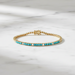 Load image into Gallery viewer, BTF65354TQ18K. 18K Solid Gold Diamond &amp; Turquoise Bracelet