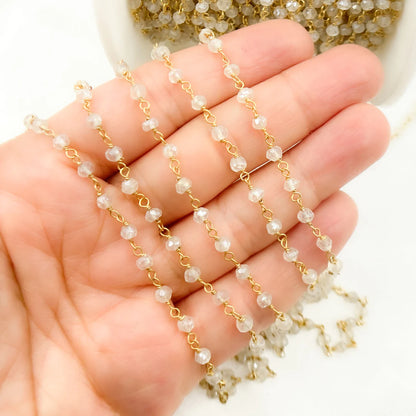 Coated White Topaz Gold Plated Wire Chain. TOP7