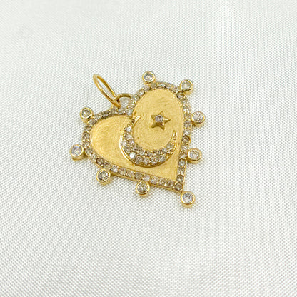 14k Solid Gold Diamond Heart Charm. GDP661