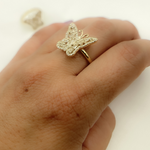 Load image into Gallery viewer, 14K Solid Gold Butterfly Diamond Ring. RFH17476
