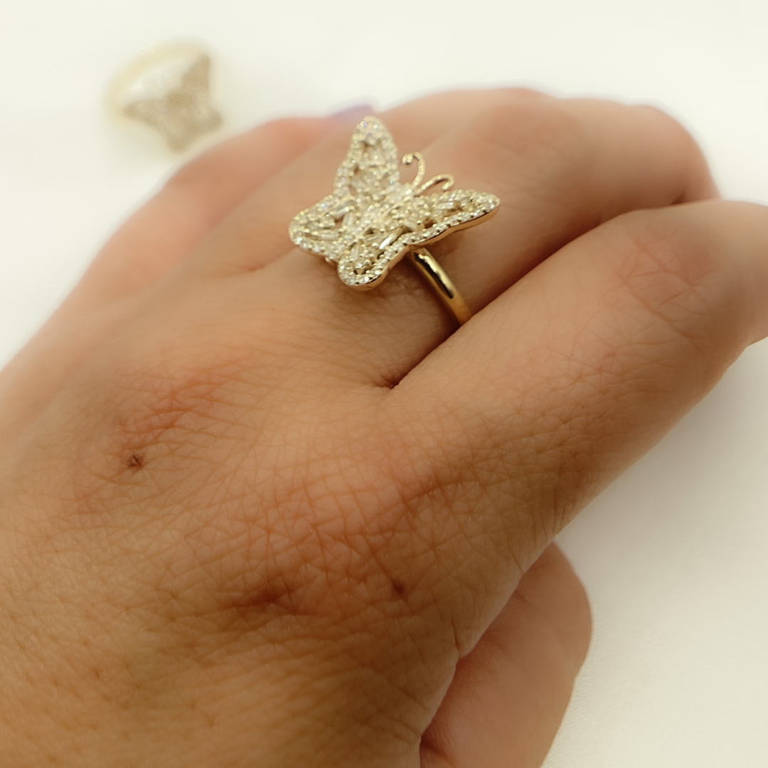 14K Solid Gold Butterfly Diamond Ring. RFH17476