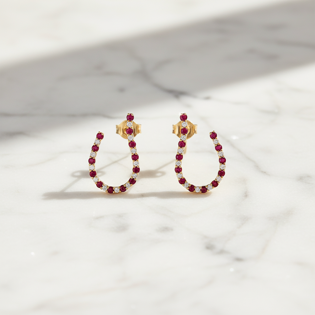 ER417873. 14k Solid Gold Diamond and Gemstone Fancy Earrings