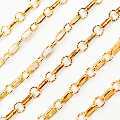 591GP. Gold Plated Silver Long and Short Link Chain