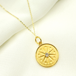 Load image into Gallery viewer, 14K Solid Gold Charm. Circle Pendant with Diamonds. GDP176
