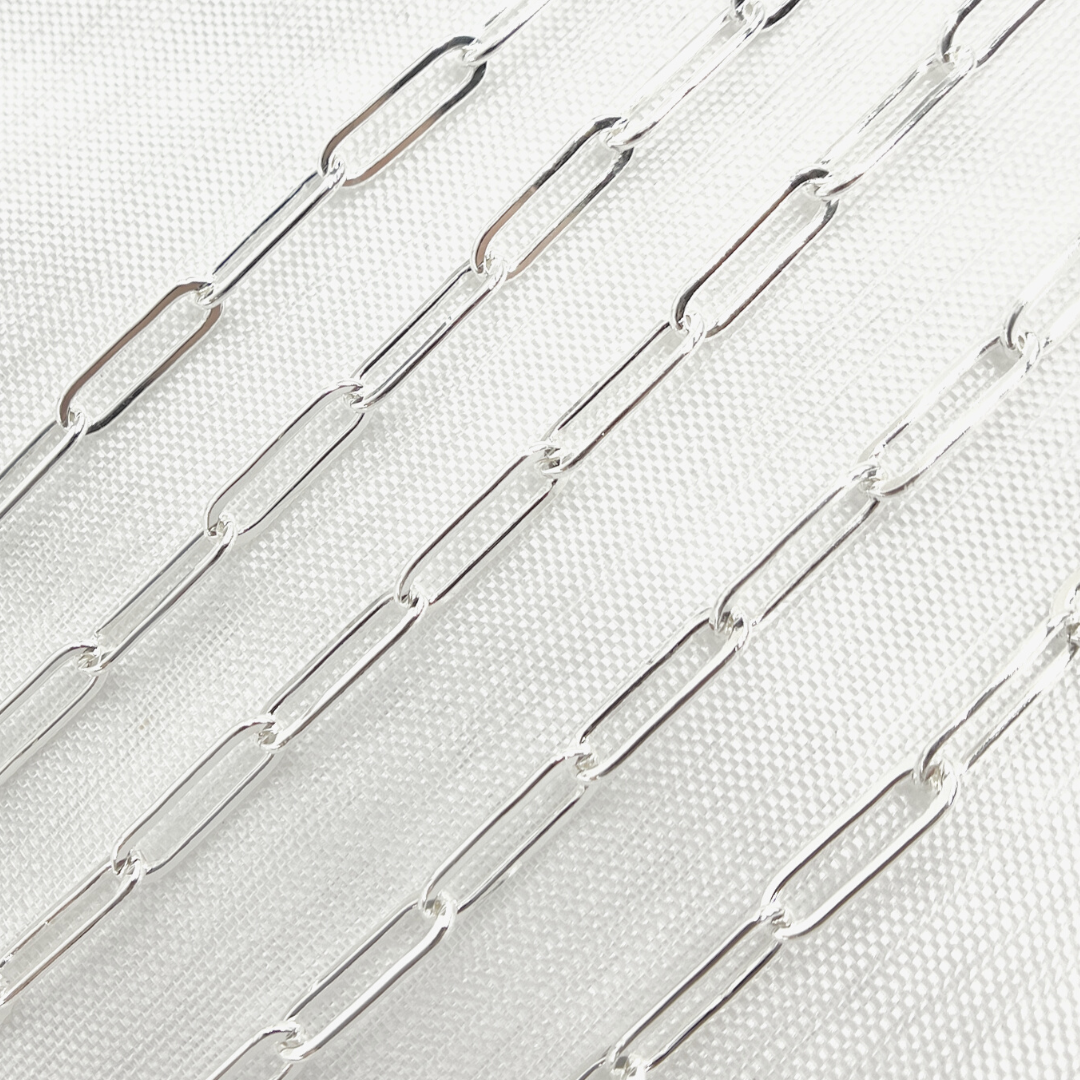 4002FSS. Sterling Silver Paperclip Flat Link Chain