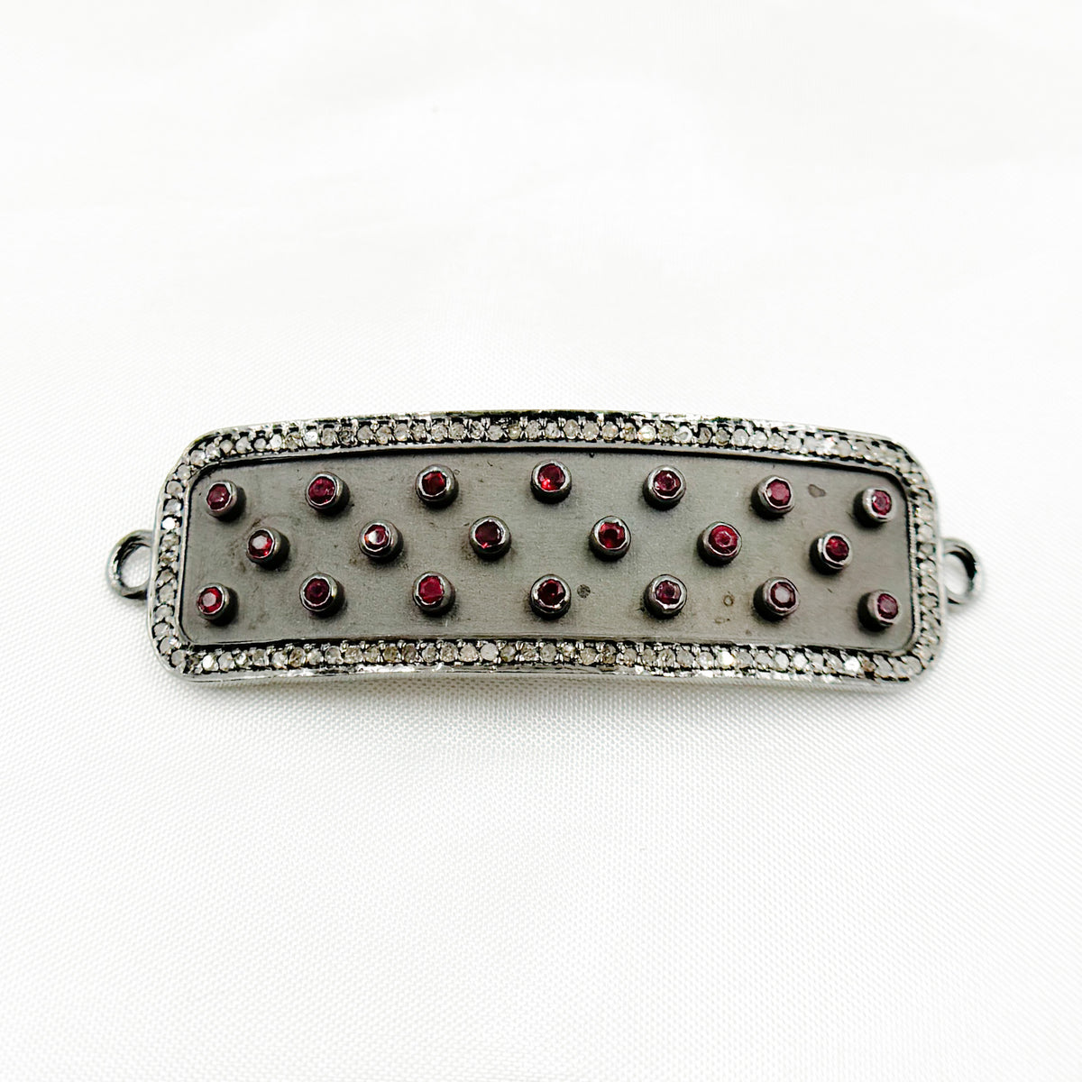 DC165. Diamond & Sterling Silver Rectangle Connector with Gemstone