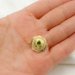 Load image into Gallery viewer, 14k Solid Gold Emerald Heart and Diamond Necklace. CN96235EM
