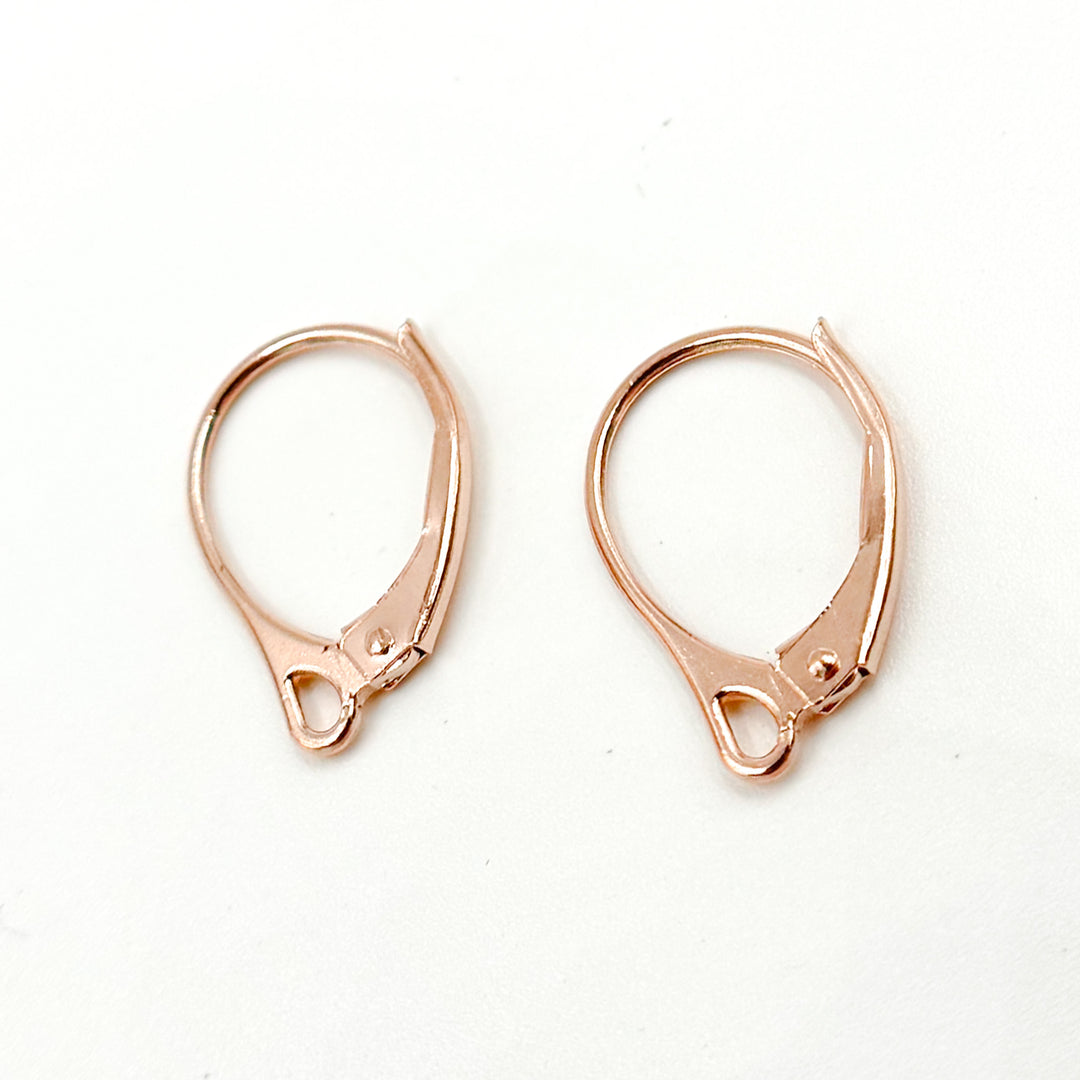 LB0RGP. Rose Gold Plated Plain Leverback with Ring Ear Wire