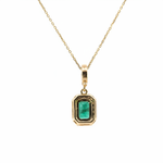 Load image into Gallery viewer, CMC00365EM6X4. 14K Solid Gold Rectangular-Shaped Emerald and Diamond Charm