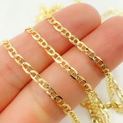 14k Solid Gold Flat Marina Link Chain