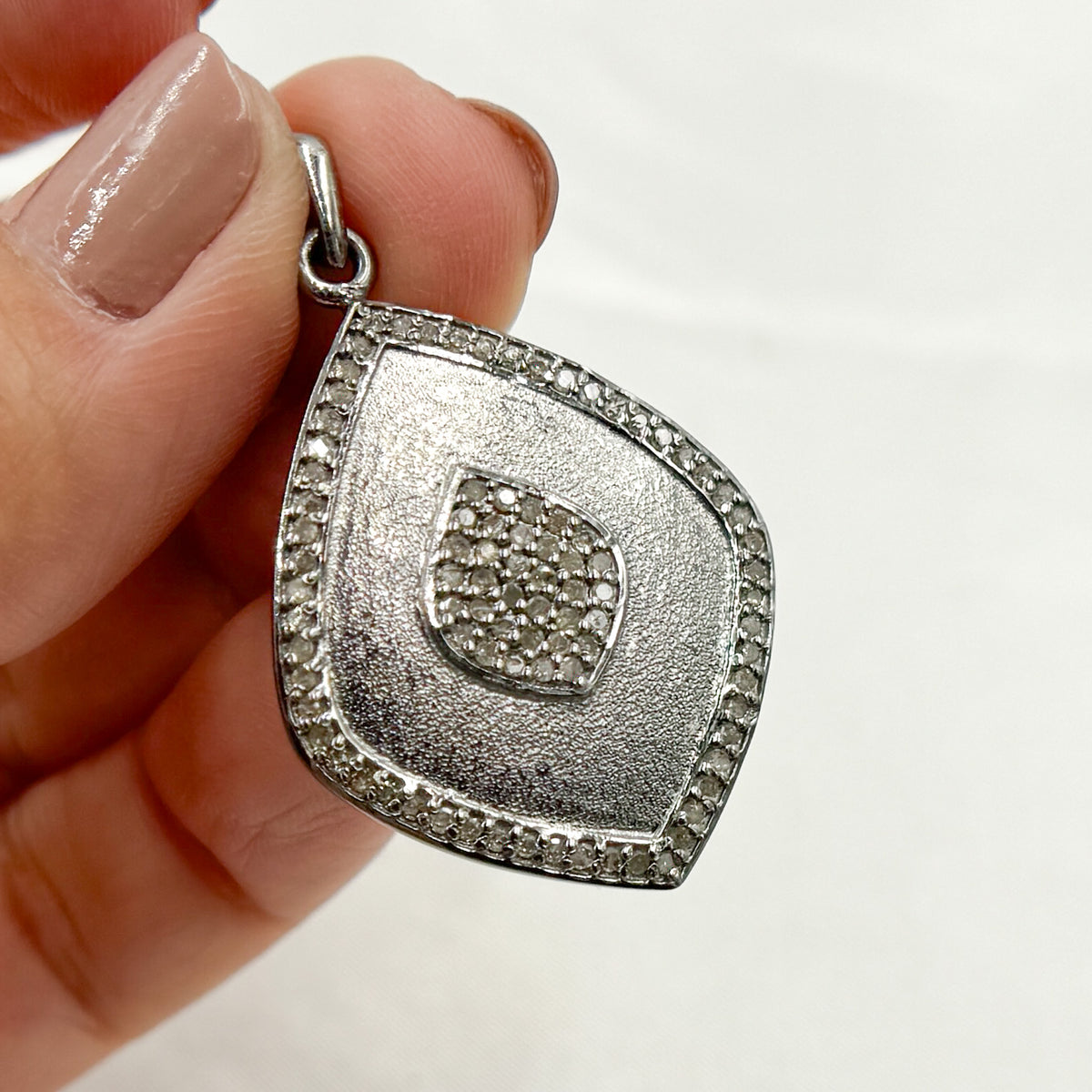 DP352. Diamond Sterling Silver Fancy Shape Pendant
