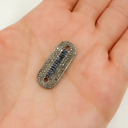 DC956. Diamond Sterling Silver Oval Connector with Gemstone