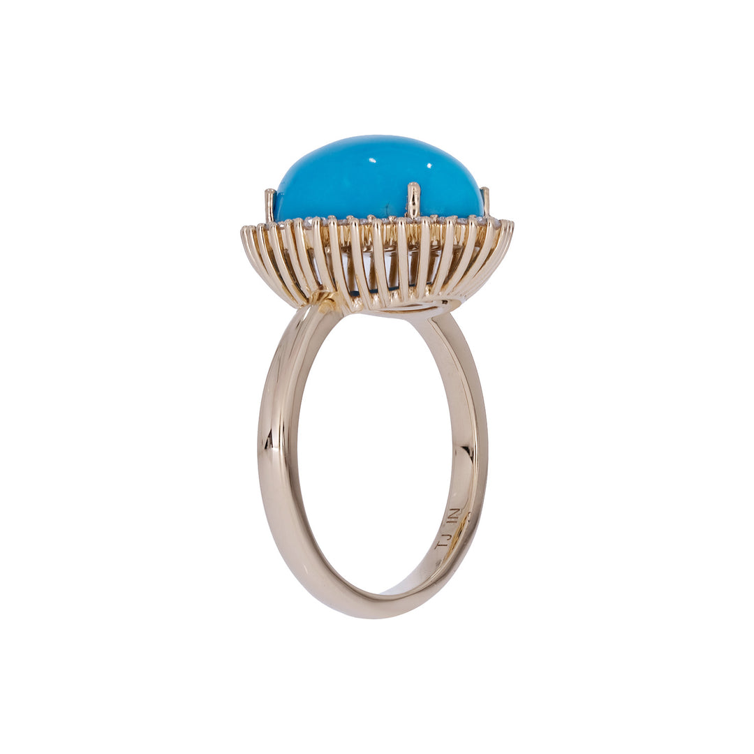 CR97301TQ13X9. 18K Sold Gold Diamond & Turquoise Ring