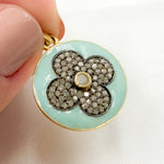 Load image into Gallery viewer, DP383A. Diamond Sterling Silver Round Flower Pendant with Gemstone
