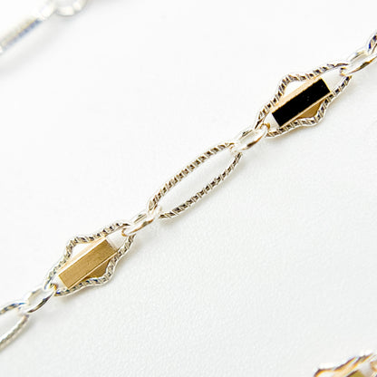 XM/901B/SP. 14K Sterling Silver and gold-filled fancy twisted oval link chain