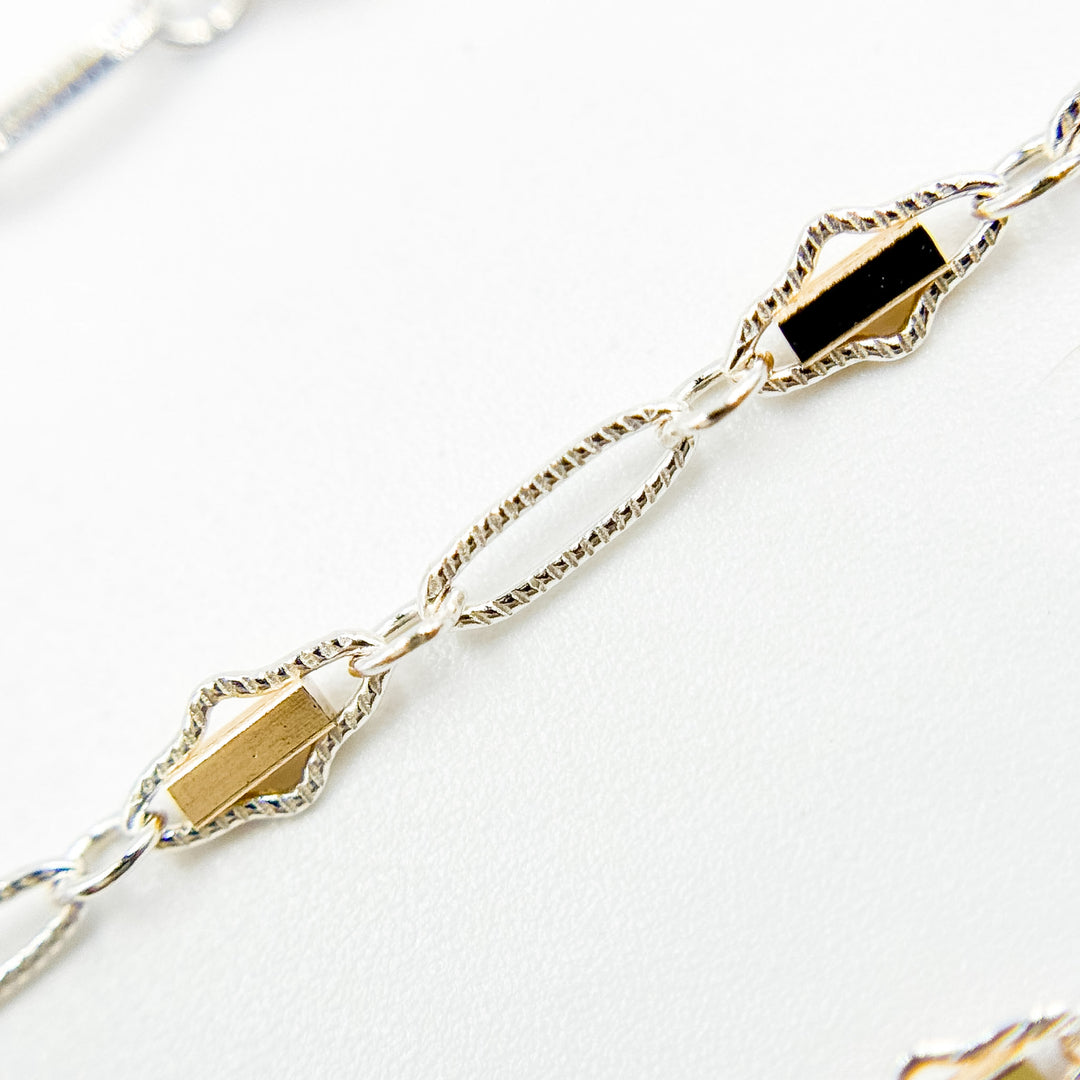 XM/901B/SP. 14K Sterling Silver and gold-filled fancy twisted oval link chain