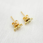 Load image into Gallery viewer, ER421062. 14K Solid Gold Diamond Bar Studs
