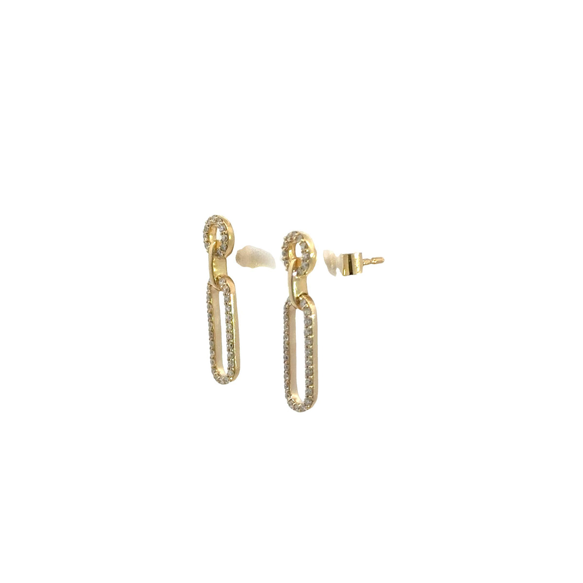 ER416416Y. 14k Solid Gold Diamond Dangle Ovals Earrings