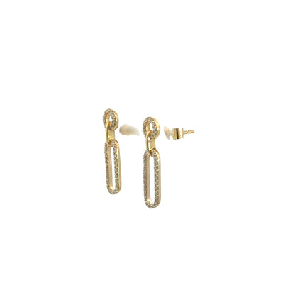 ER416416Y. 14k Solid Gold Diamond Dangle Ovals Earrings