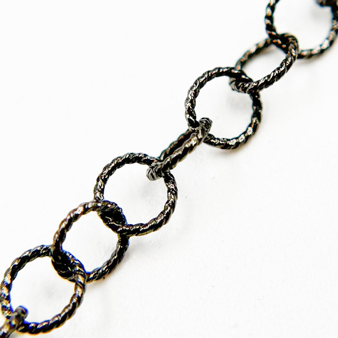 V265BR. Black Rhodium Sterling Silver Twisted Cable Chain